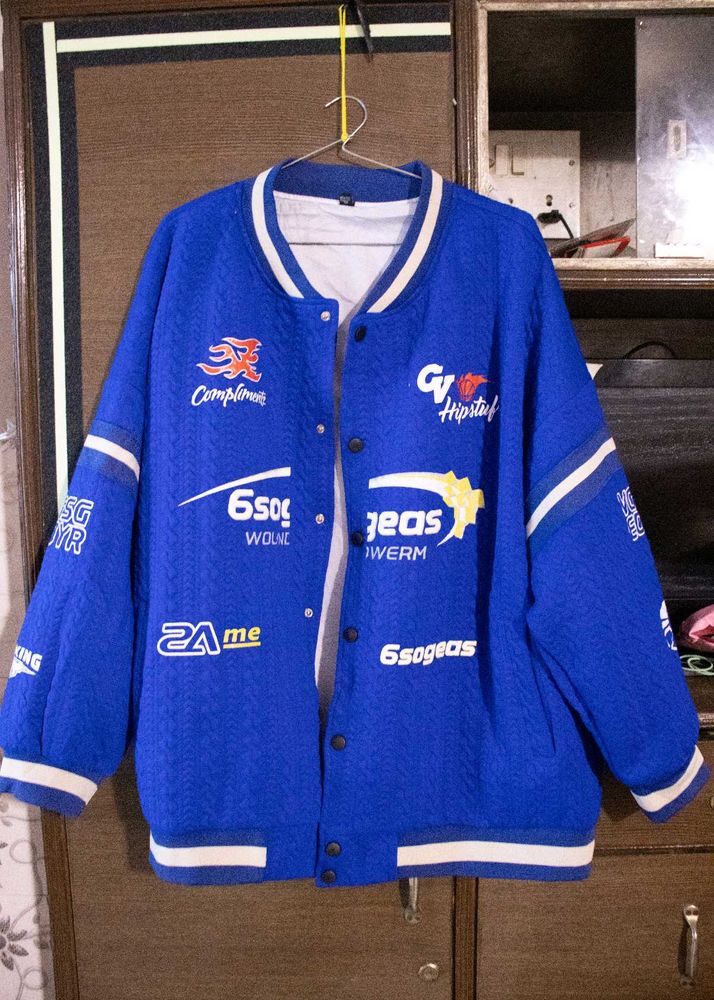 *Sale* Unisex Blue Graphic Print Varsity Jacket