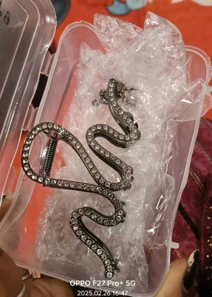 Snake Rhinestone Hair Clip