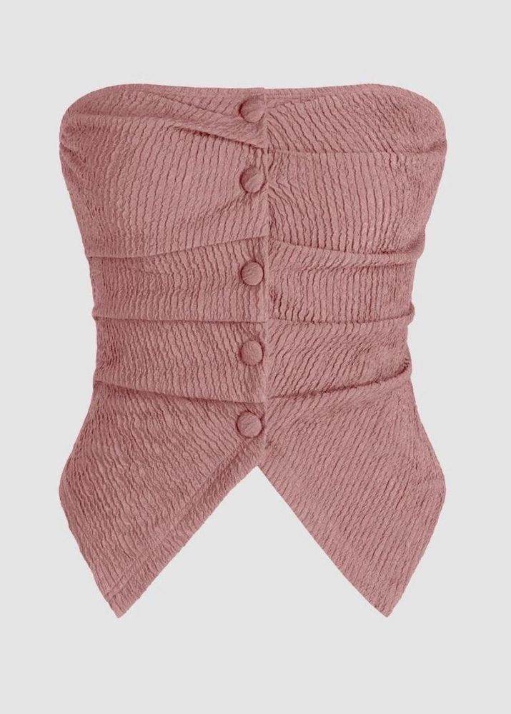 Pink front button rib tube top