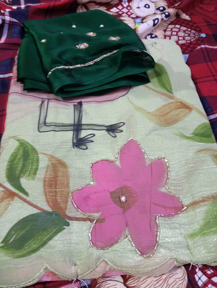 Pure Crush Georgette Hand Brush Paint Sarees
