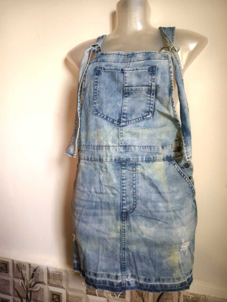 Denim Dungaree Dress Size Small