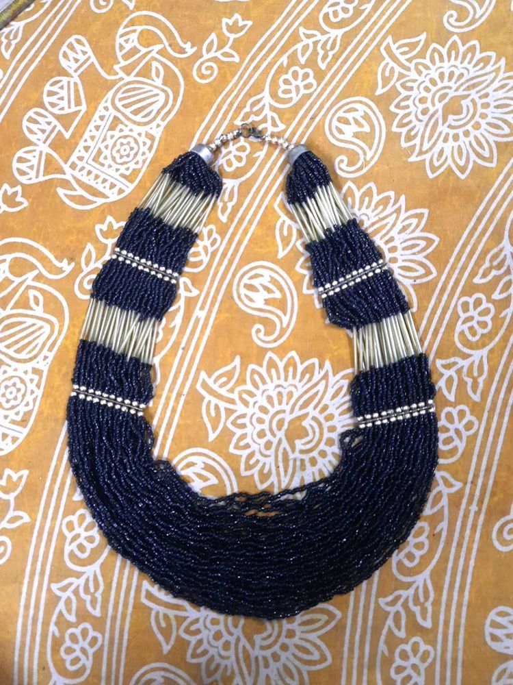 Black Beaded Layered Necklace