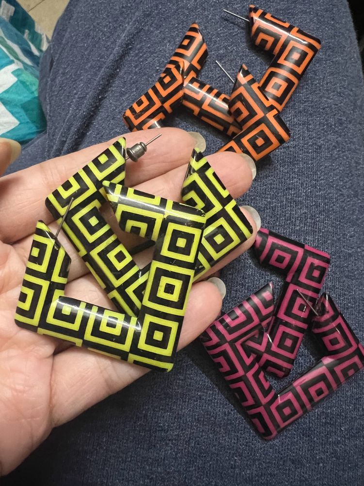 Y2K Graphic Print Earrings - 3 Pairs