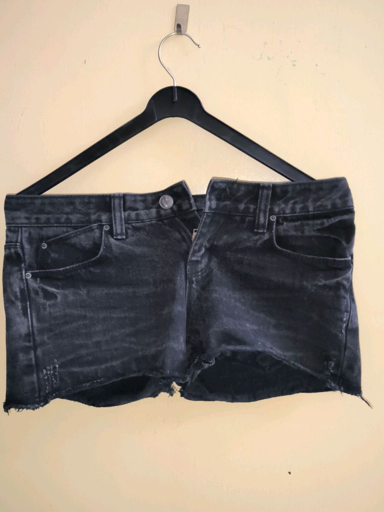 Denim Black Bum Shorts