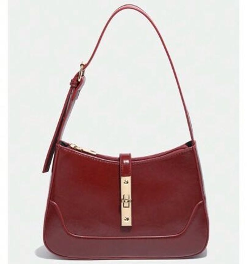 Women Shoulder Bag Glossy Square Red