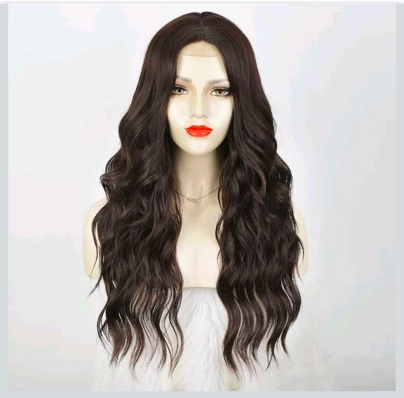 Long Matte Brown Full Head Wigs for Women Wavy