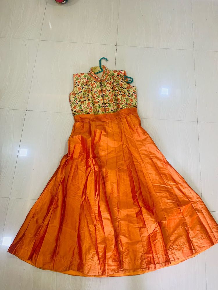 Elegant Orange Ethnic Gown