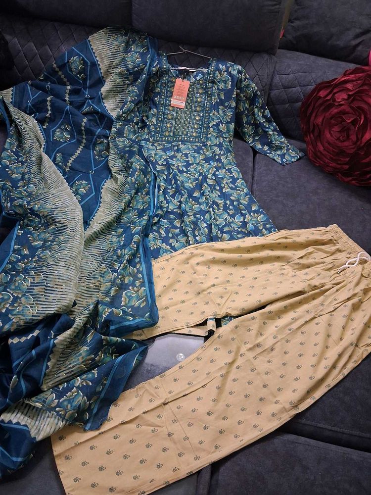 Floral Kurta Set Cotton L Size