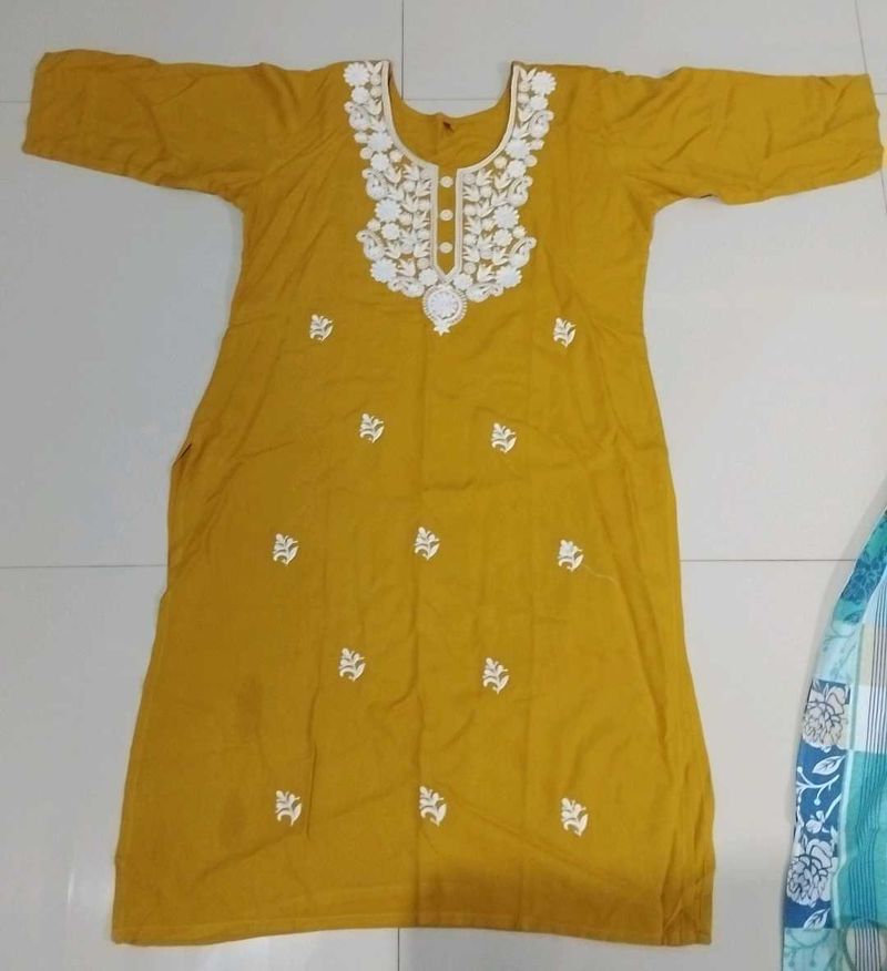 Mustard Yellow Chikankari Kurta