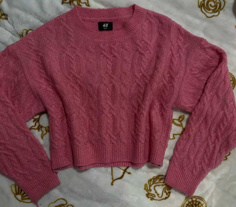 H&amp;M Pink Cable Knit Sweater