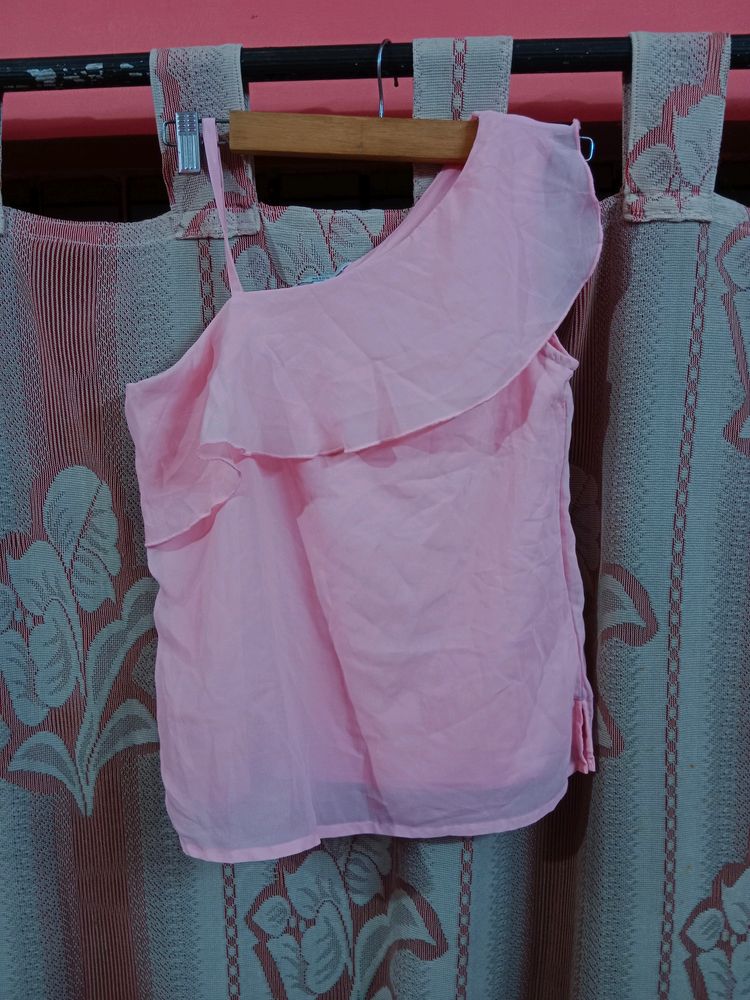Baby Pink One Shoulder Top
