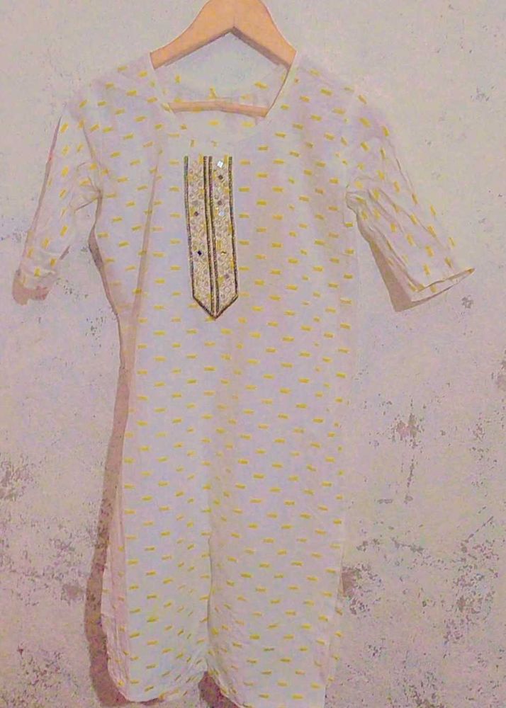 White &amp; Yellow Kurti