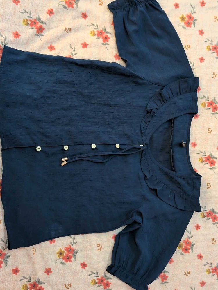 Ruffled Neckline Blouse