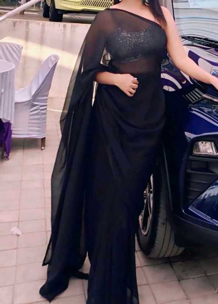 Black Ready To Wear Saree
