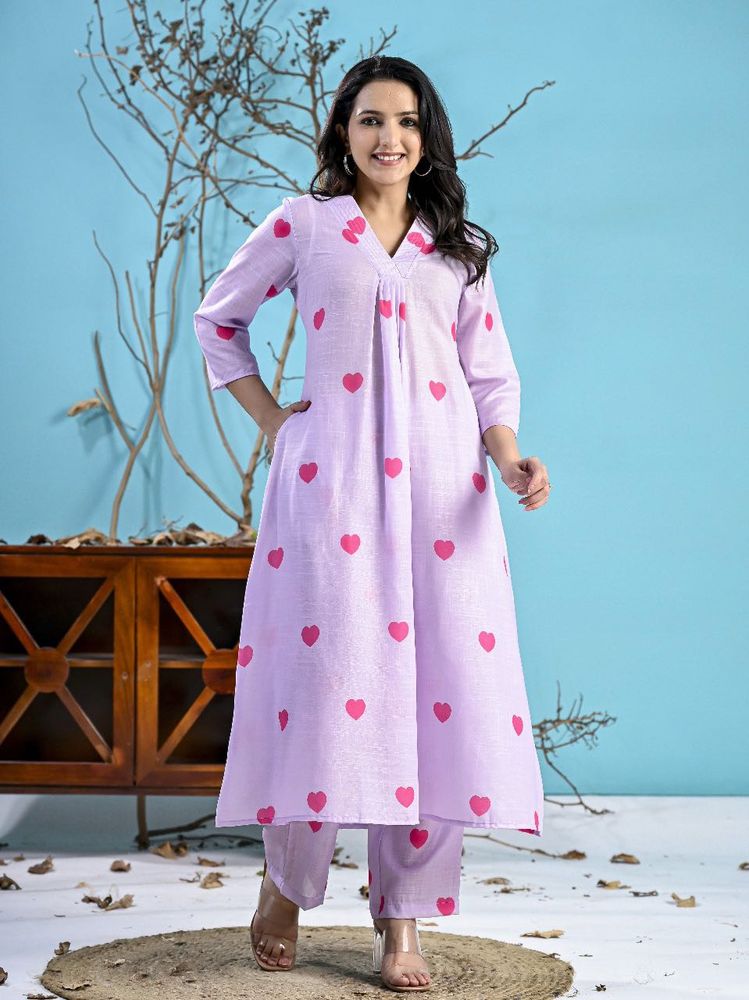 Lavender Heart Print Co-Ord Set