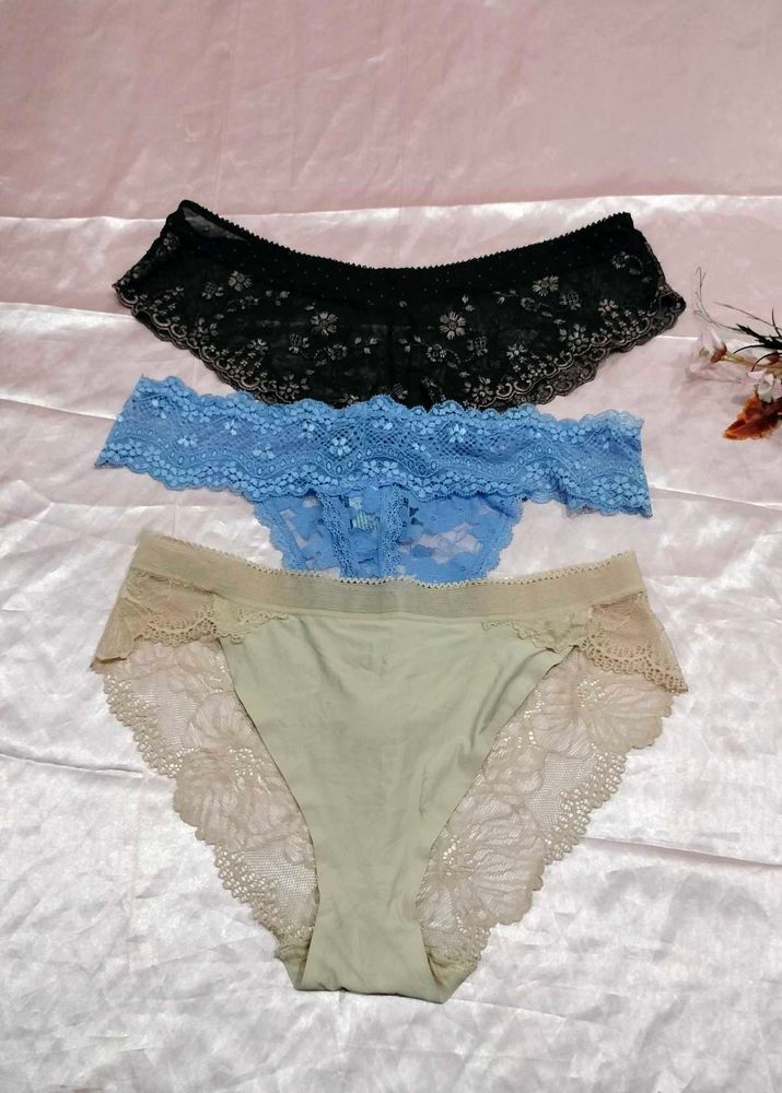Lace Thong Panties - Set of 3