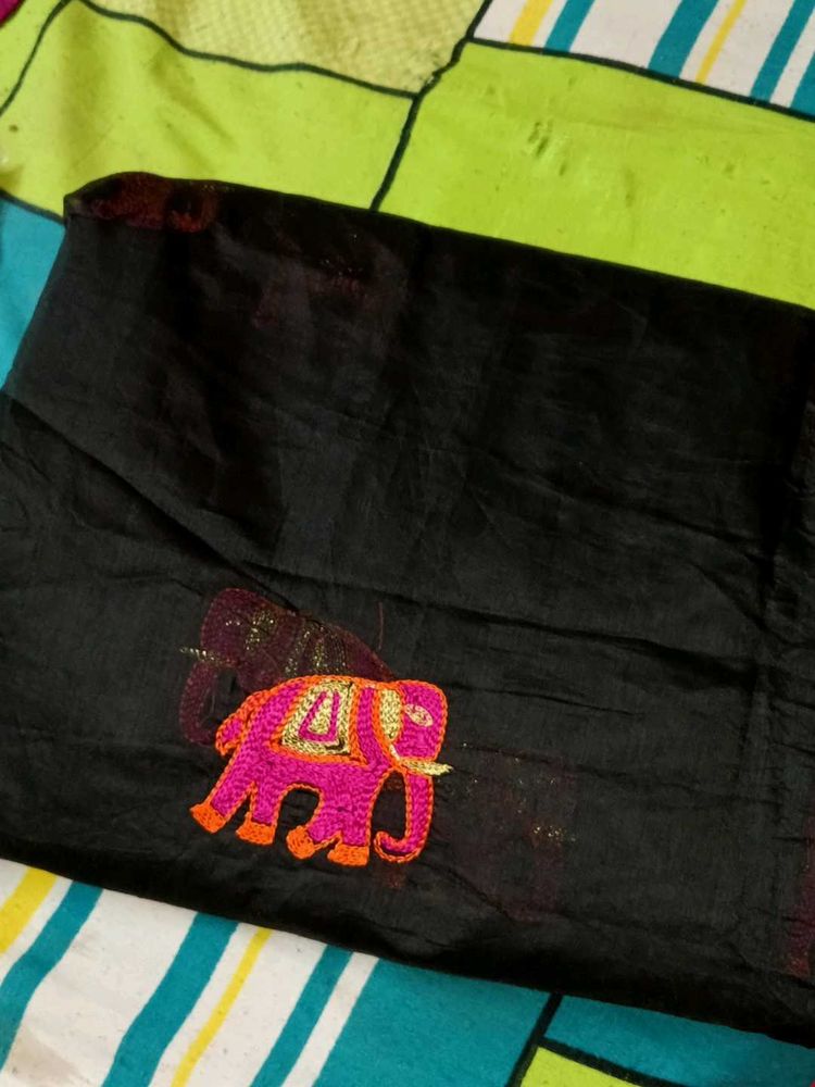 Black Ethnic Skirt w/ Elephant Sare