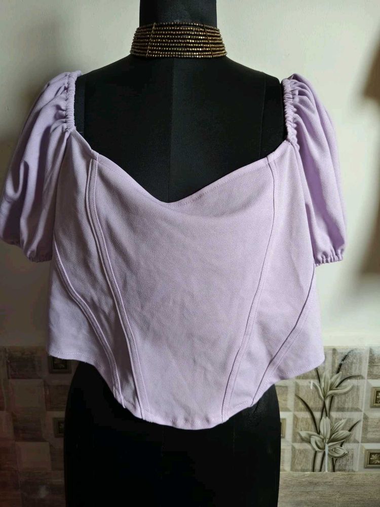 Lilac Corset Puff Sleeve Top Size XL/ XXL