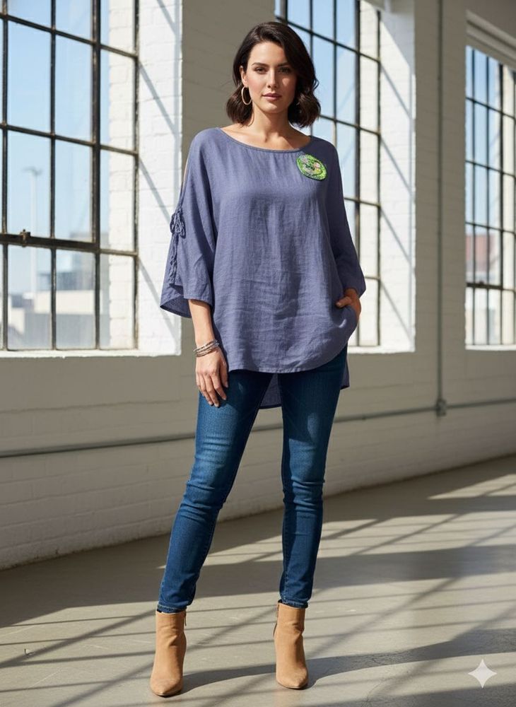 Elegant Blue Tunic Top