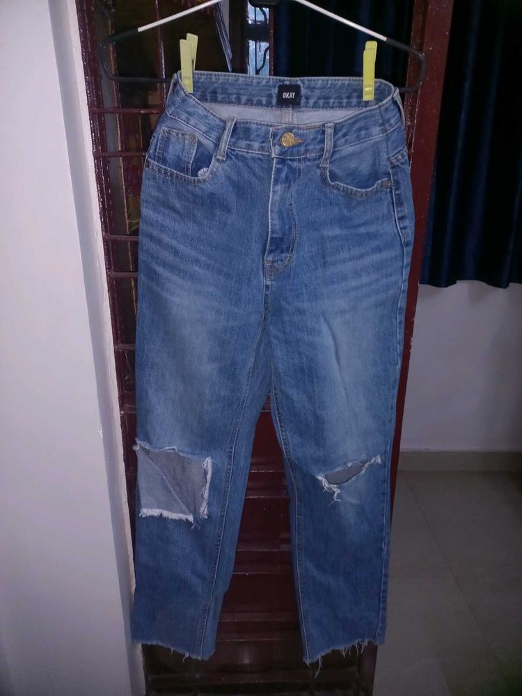 Ripped Blue Denim Jeans