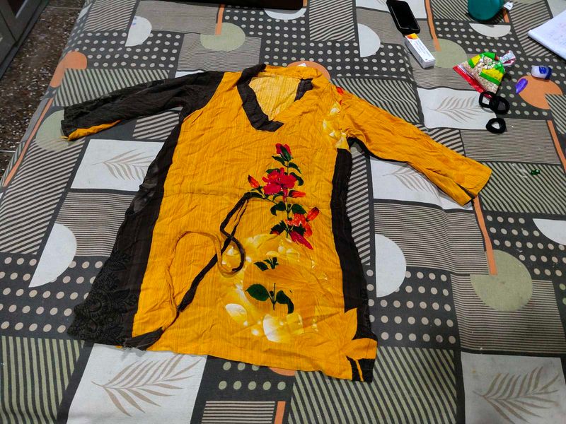 Floral Print Kurta Short Or Top