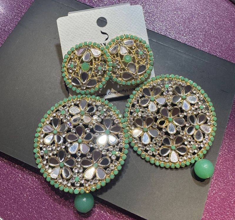 Statement Earrings - Mint Green