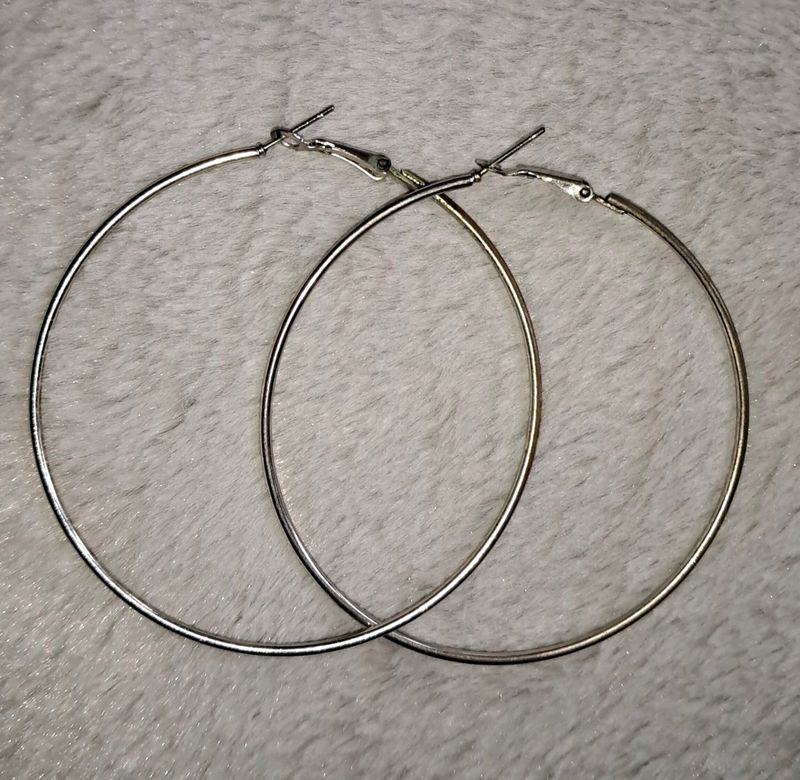 Big Silver Hoop Earrings