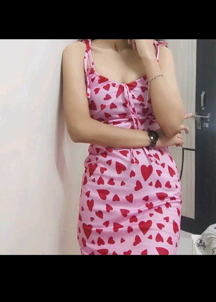 Pink Heart Print Dress