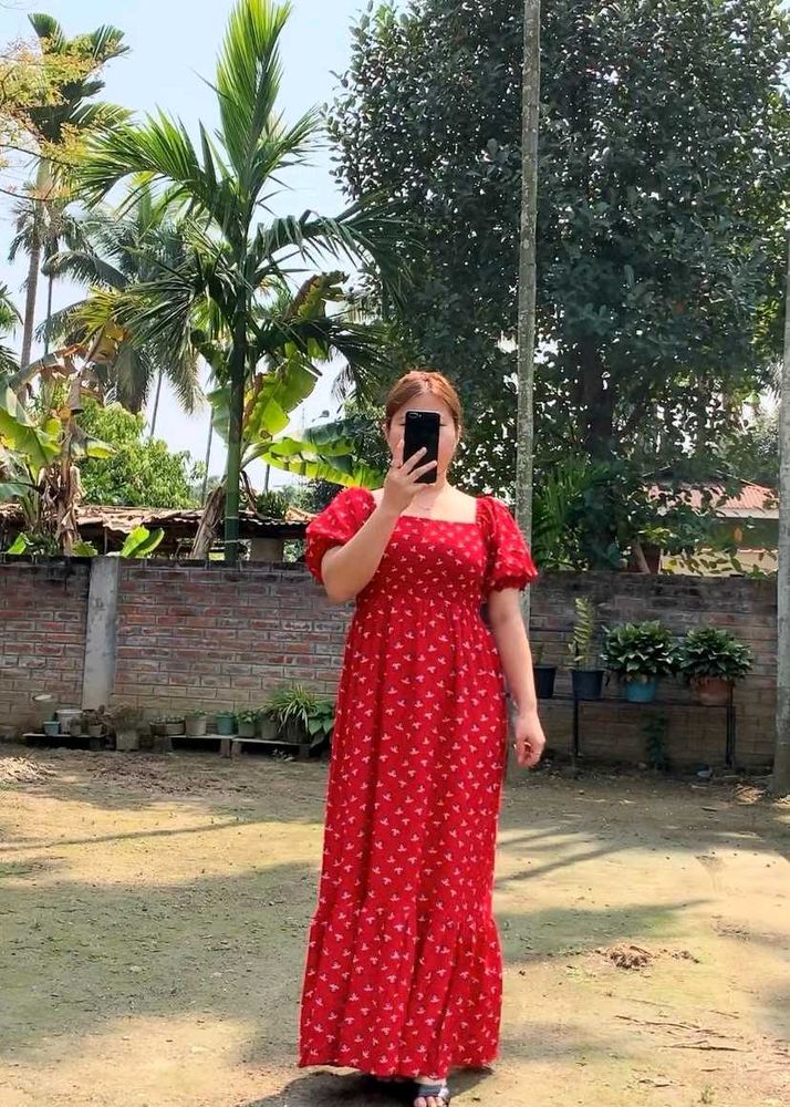 Beautiful Red Printed Dress