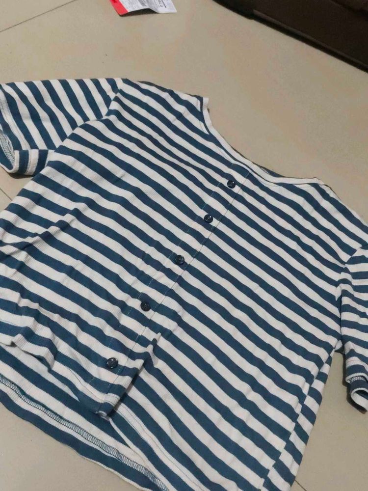 Striped Button-Down Top