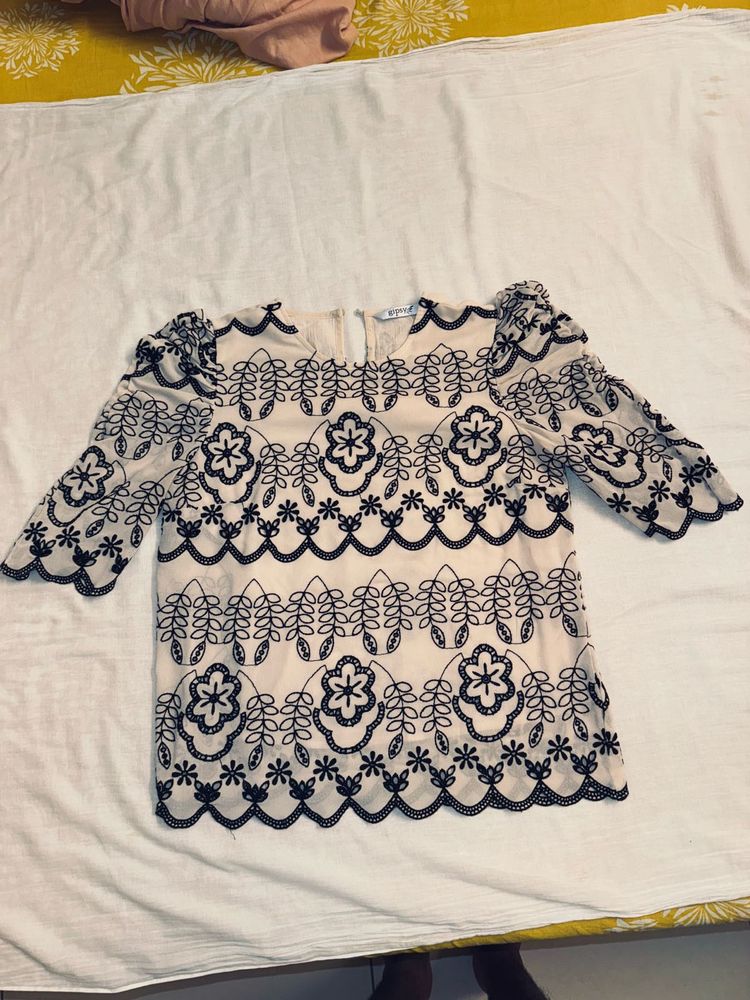 Embroidered Sleeve Top