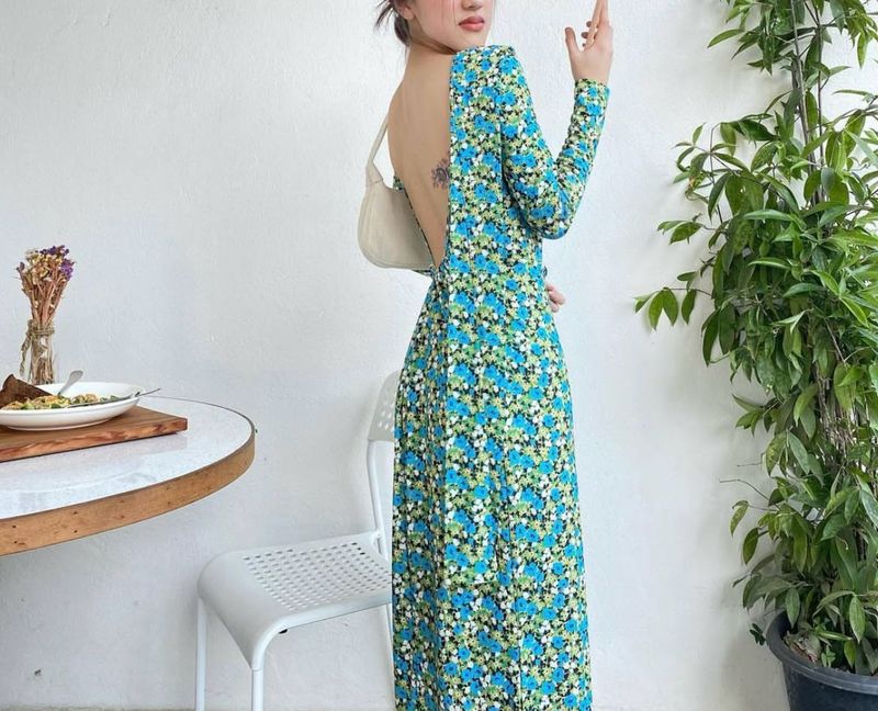 Zara Backless Tie Maxi Dress