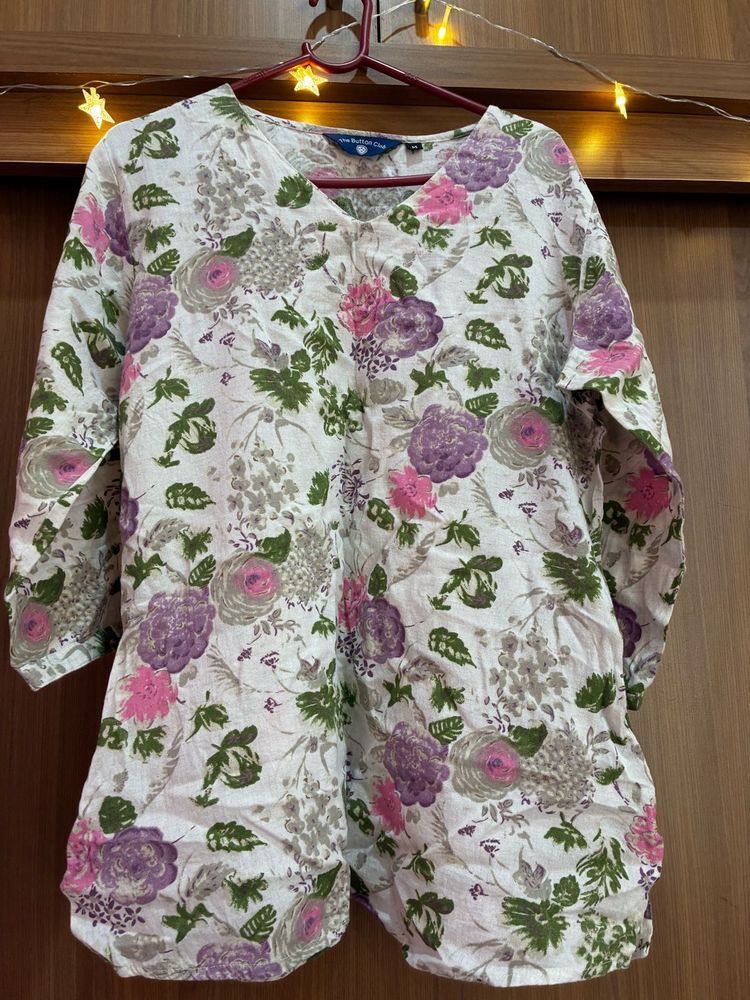 Floral Print Top/kudthi with side pockets