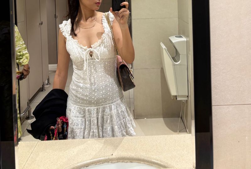 White Eyelet Mini Dress