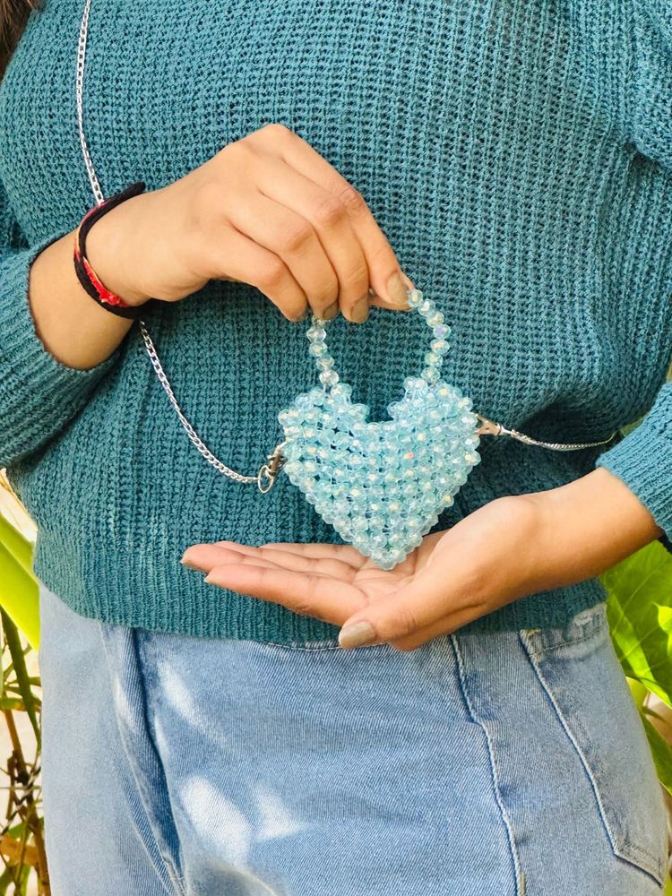 Beaded Heart Mini Bag