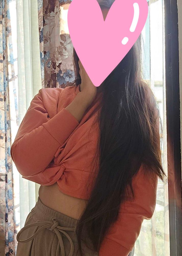 Coral cropped sweatshirt