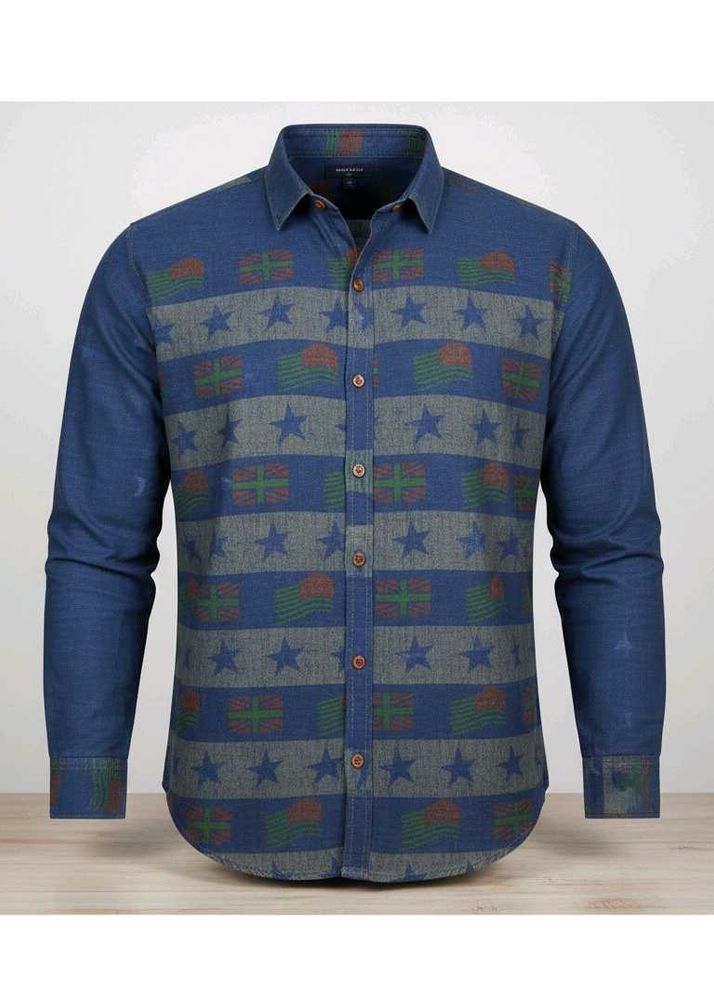 Stylish Blue Strips Jeans Shirt