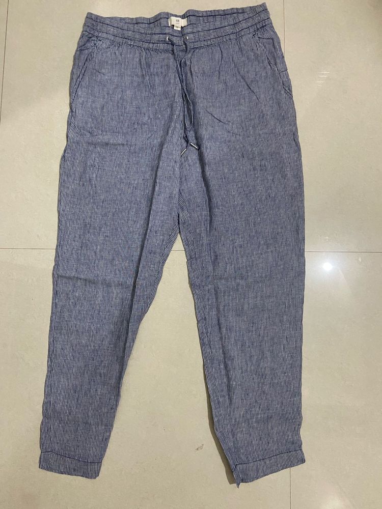 H&amp;M Blue Linen Blend Trousers