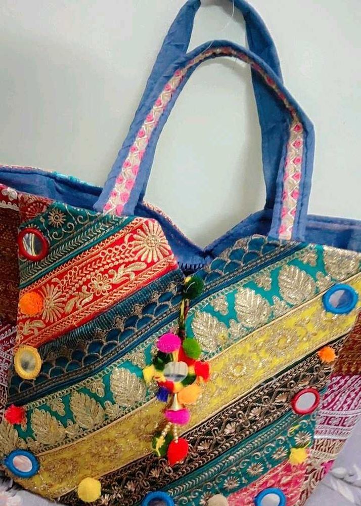 Multicolor With Zari Work Wit Mirror