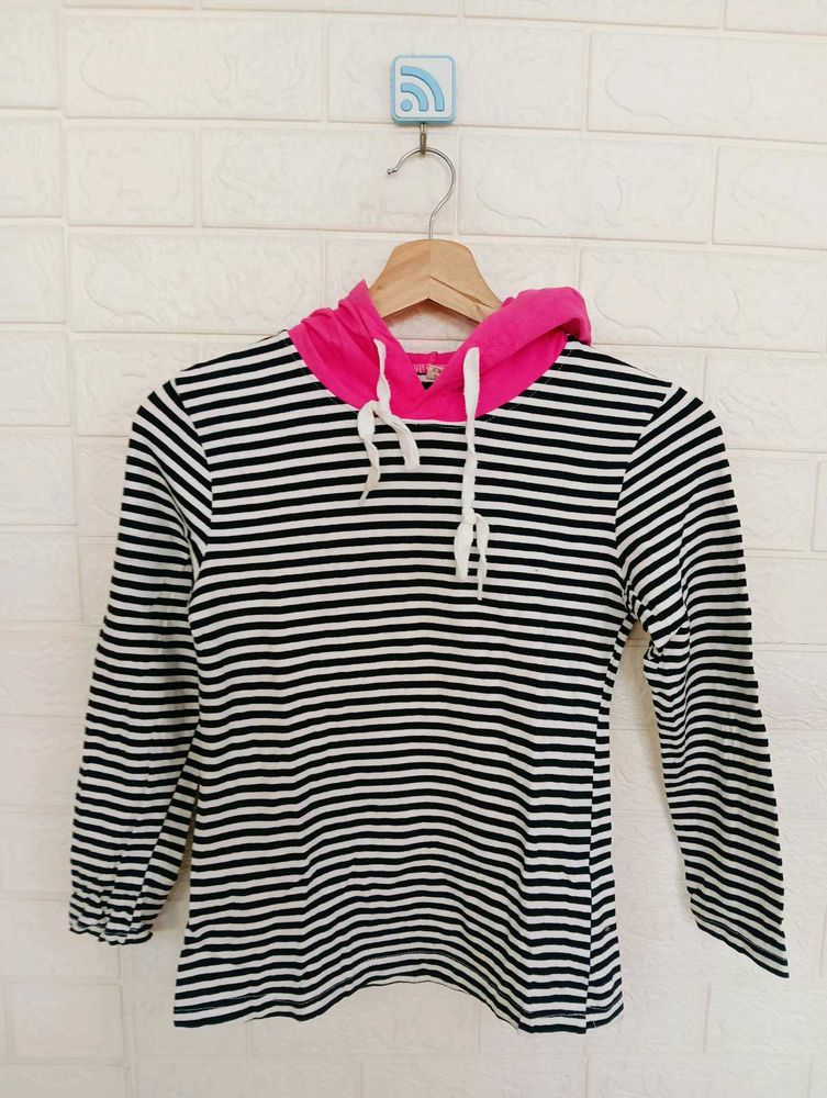 Striped Hoodie Top