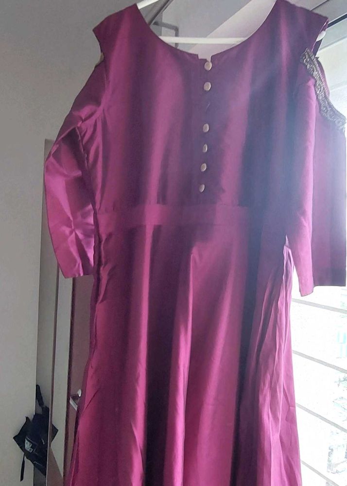 Cold Shoulder Anarkali Gown
