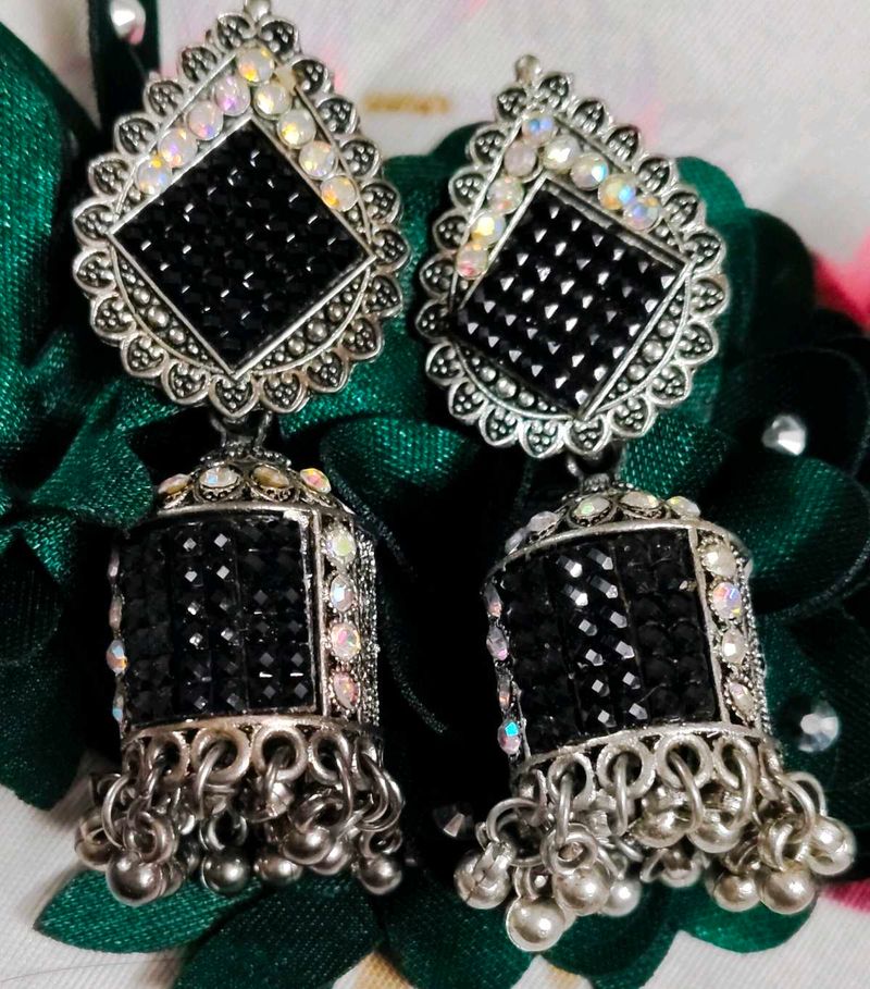 Black Jhumka Earrings