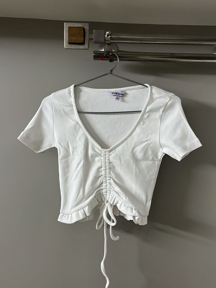 Cute White Ruched Top