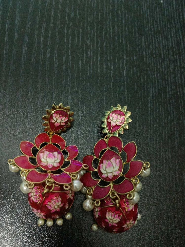 Lotus Shaped Jhumka Earrings