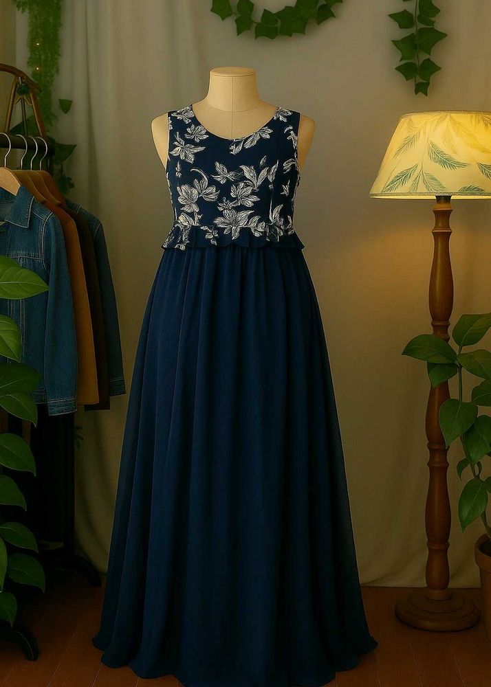 Elegant Navy Floral Dress