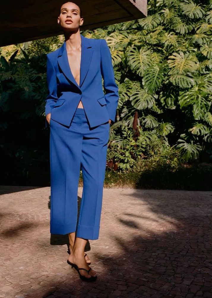 ZARA BLUE HIGH WAISTED TROUSERS