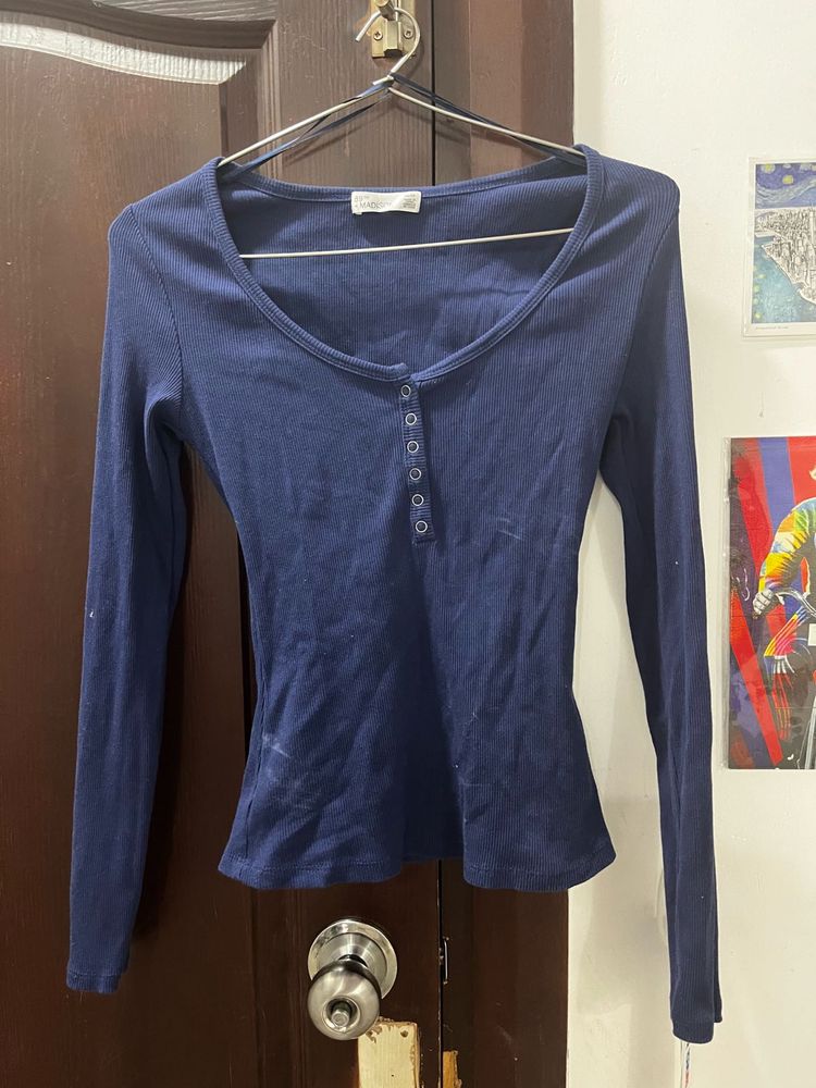 Blue Long Sleeve Top