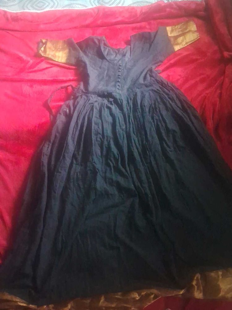 Anarkali Dress with Gold Trim