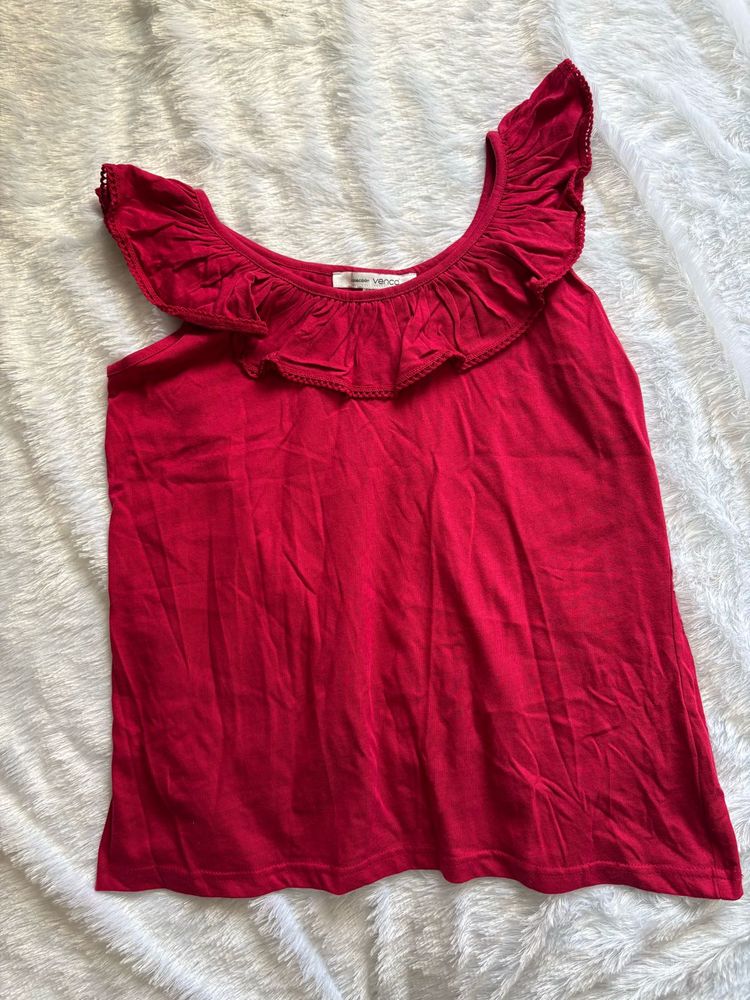 Red Ruffle Top