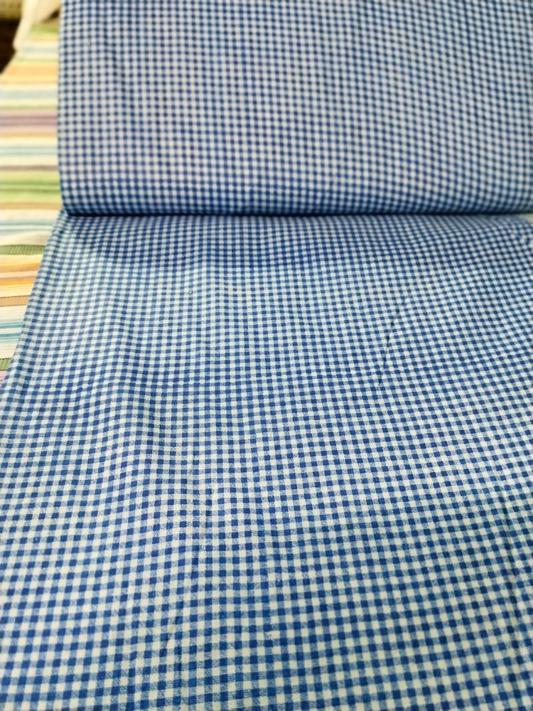 Blue &amp; White Gingham Fabric